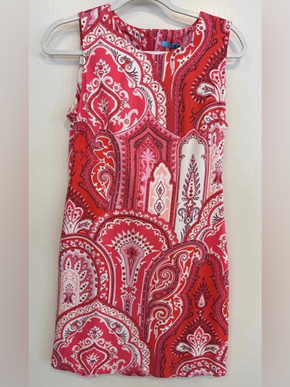 J McLaughlin Sleeveless Shift Coral Pink Paisley Print Dress | Size Small